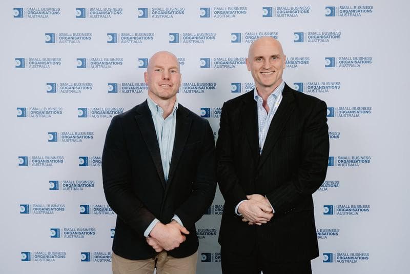 Simon Bedard with Senator David Pocock at the COSBOA National Small Business Summit