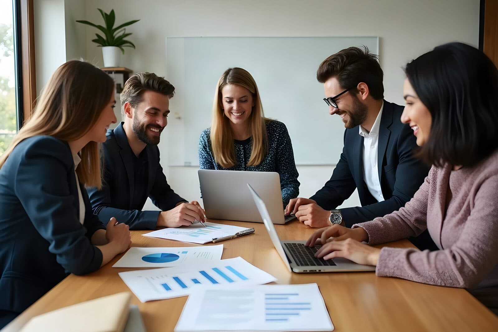 A small business owner and their advisers reviewing financial charts and documents together, getting organised before the 2027 CGT changes