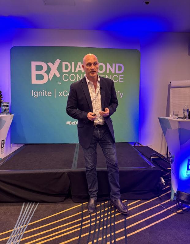 Simon Bedard presenting on stage at the Bx Diamond Conference